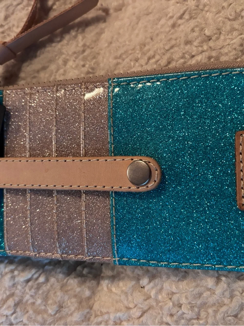 ✨🩵💚Consuela Turquoise& Lime Glitter Zip Wallet💚🩵✨